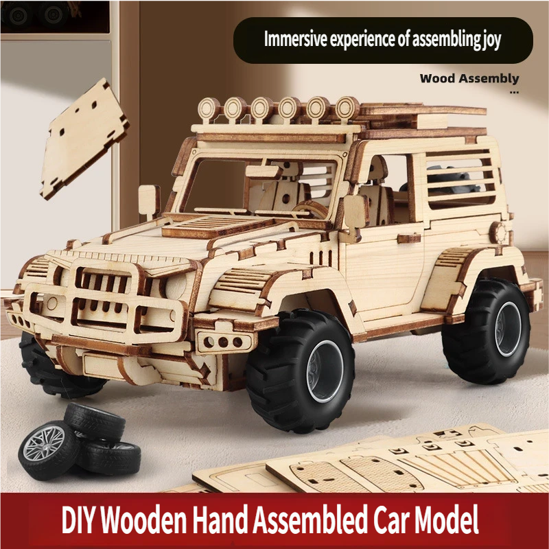 3D Stereoscopic Wooden Engineering Vehicle DIY Assembly Kit Kids Science Craft Model Ornament Educational Toy Gift Box