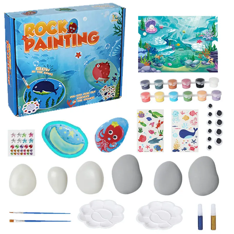 Marine Animal Graffiti Art Sets DIY Creative Stone Drawing Educational Toy Rock Painting Kit 1
