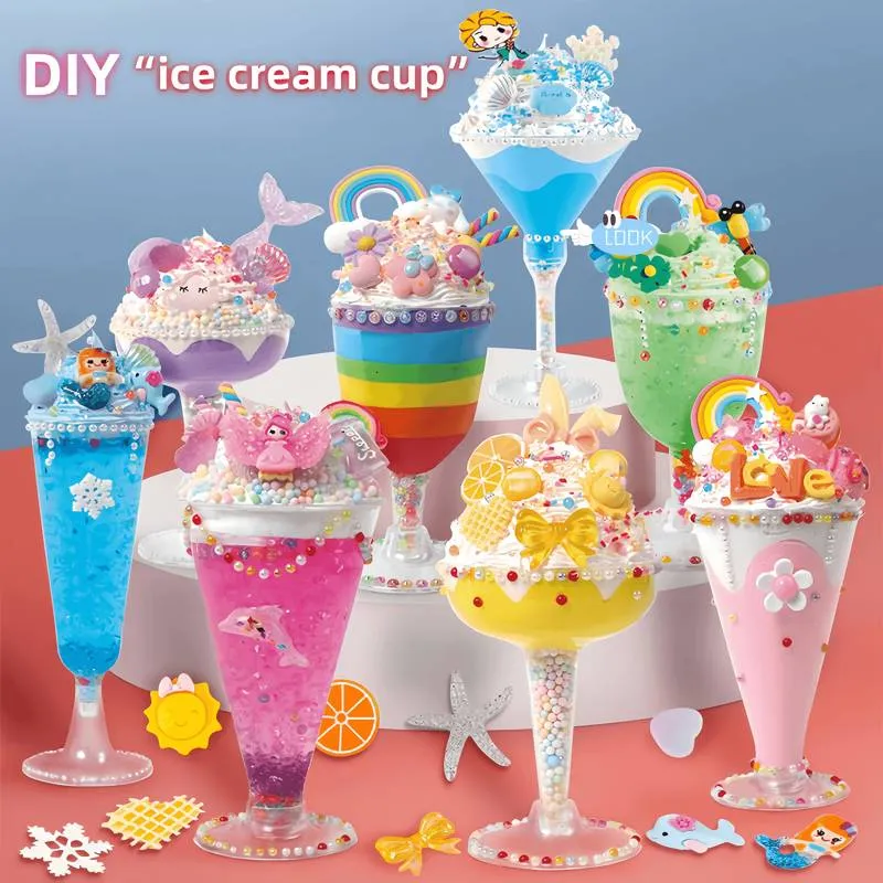 DIY Crystal Mud Toys Mini Slime Putty Kit with Ice Cream Bottle Gift for Kids