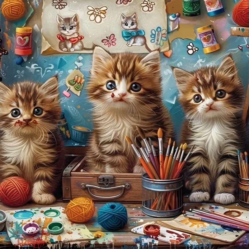 5D Diamond Embroidery Kit Handpainted Cat Cross Stitch Full Round DIY Animal Design 30x40cm/30x30cm for Home Decor