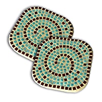 Glass Mosaic Tiles Mixed Colors Mosaic Glass Pieces DIY Crafts Mosaic Kit with Wooden Coaster for Cheap Price