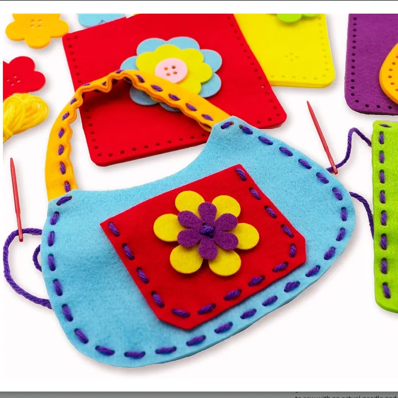 Soft Felt Kids Sewing Bags Purses Kit Felt DIY Crafts Girls Boys Educational Sewing Kids Art Craft Kits Beginners Kids Sewing