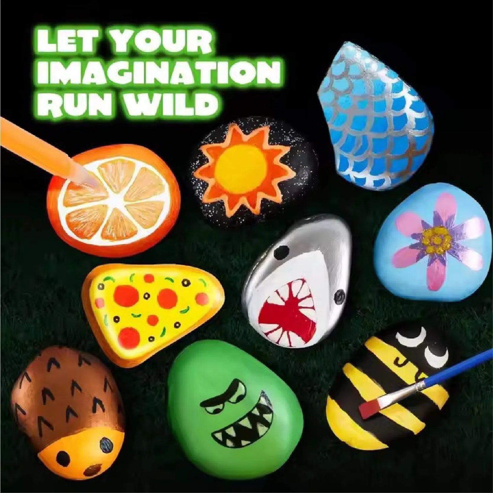 Educational Toy Glow in The Dark Rock Painting Kit Craft Supplies DIY Set