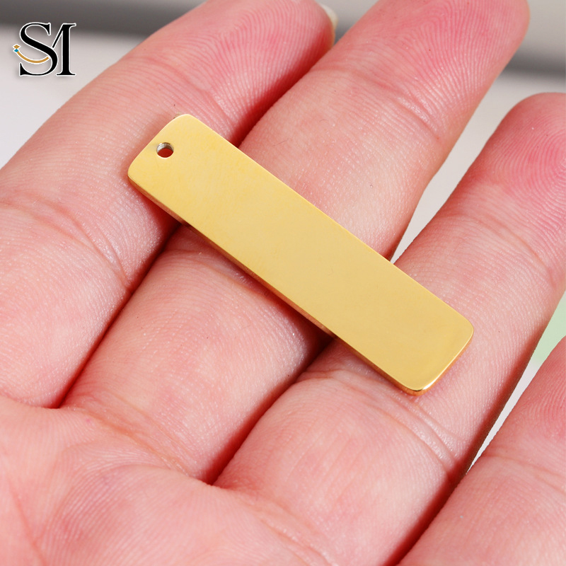 DIY Rectangle Stainless Steel Jewelry Making Kit 18K Gold Plated 10mm*40mm Pendant for Necklace