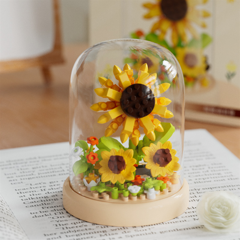 Mini Flower Bouquet Building Blocks Set DIY Model Kit 3D Small Desk Decoration Craft Gift for Women Girls