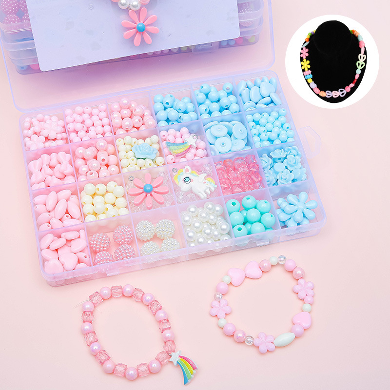 DIY Children's Beaded Bracelet Educational Toy Acrylic Beads Jewelry Making Kit with Craft Supplies Set