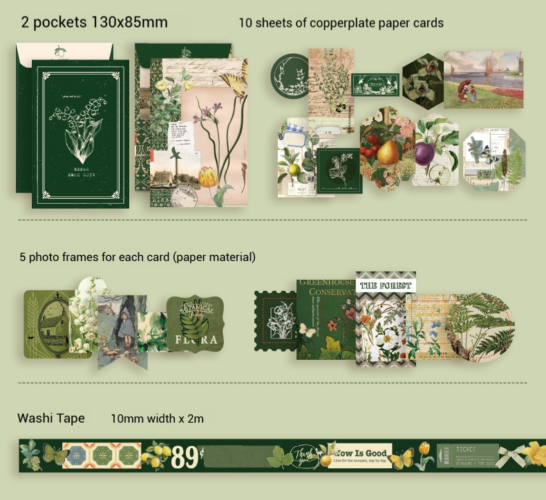 Flower DIY Journaling Supplies Vintage Botanical Scrapbook Kit Scrapbooking Materials for Girl Women Birthday Craft Gift