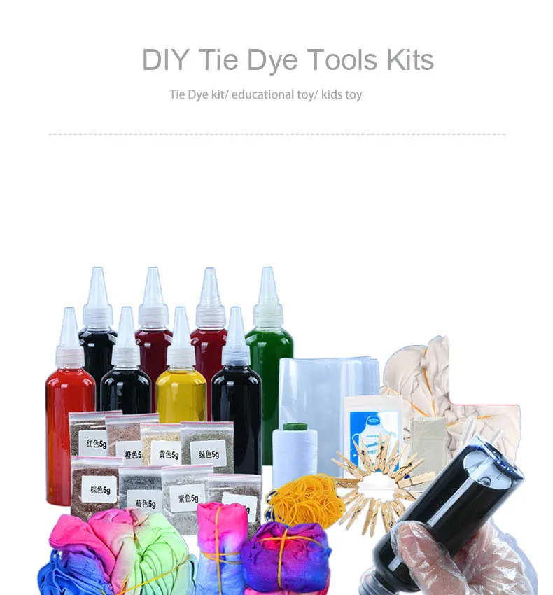 DIY Tie Dye Kit Tools Kits Crafts Kit for Children Tie-Dye Paint Kit