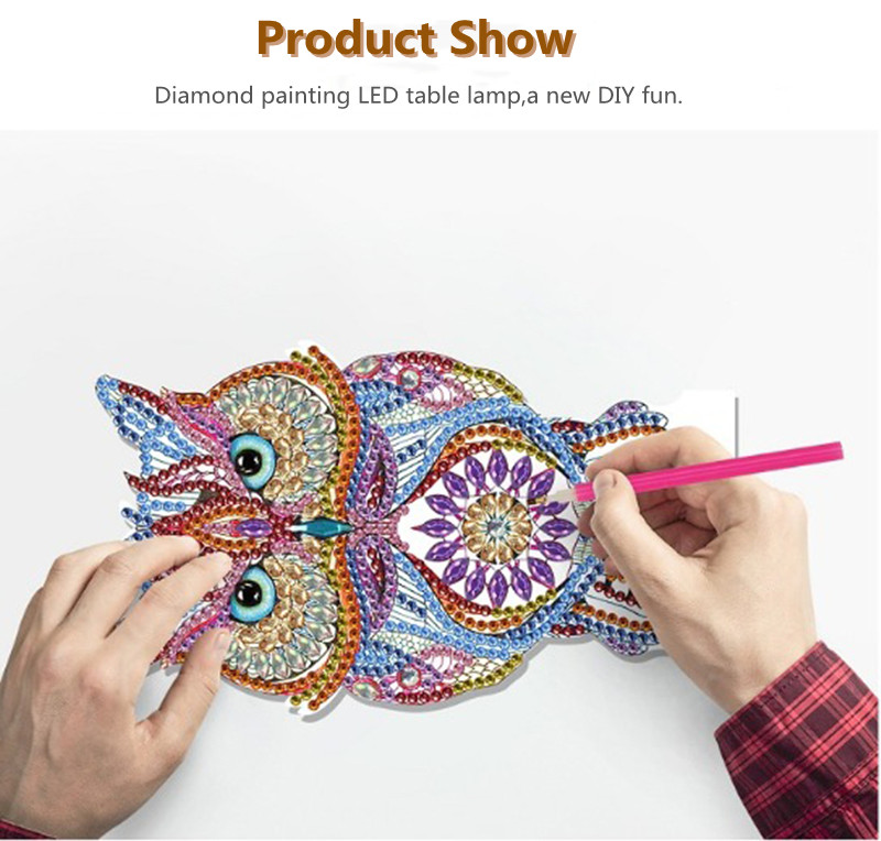 R-DP01-40 7-Color LED Lamp Cross Embroidery Mosaic Kit for DIY Diamond Painting Night Light Special Shape for Party Decorations