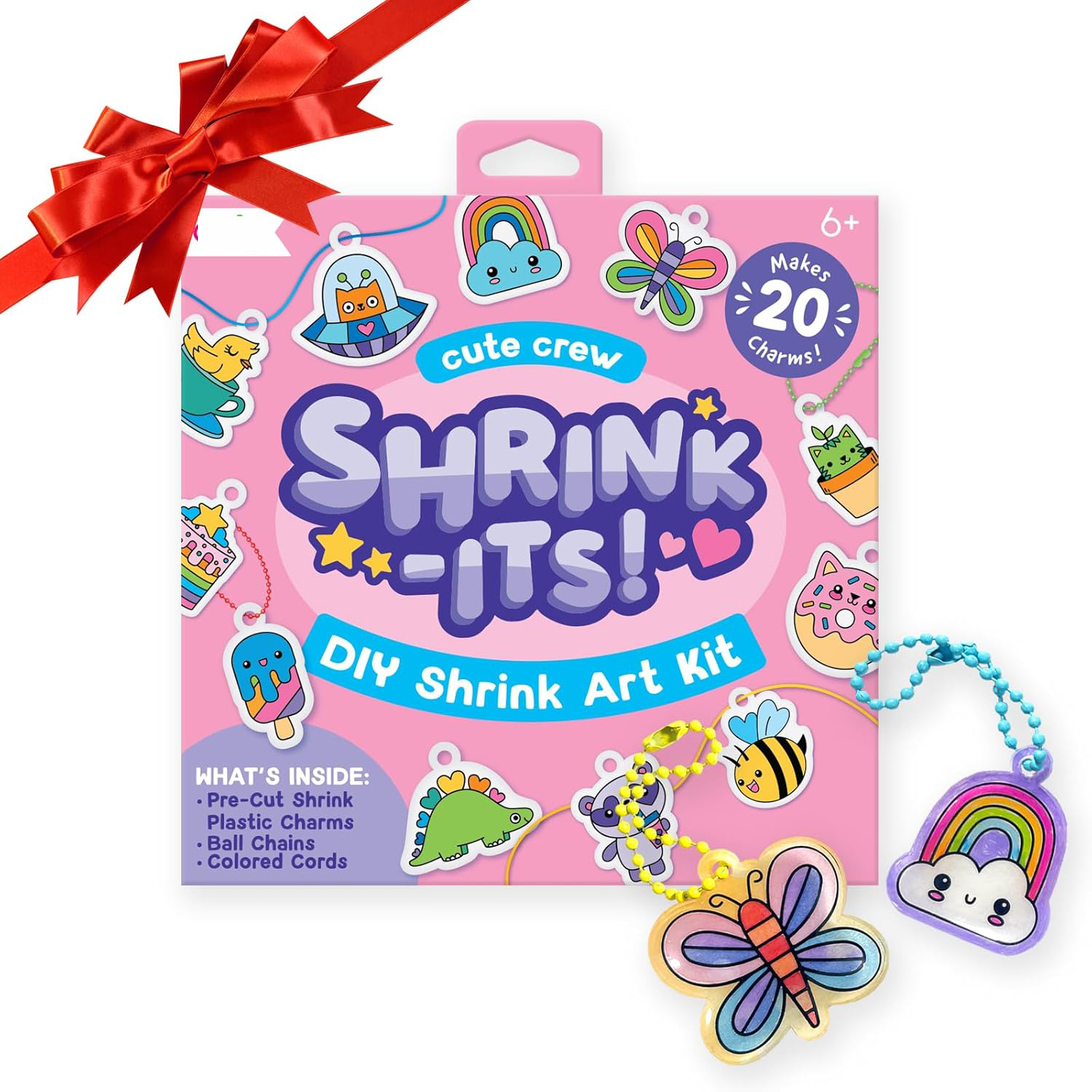 20 Plastic Pre Cut Charms and More, No Mess Creative Activity Jewelry Making Kit 28 PC DIY Shrinking Art Kit for Kids