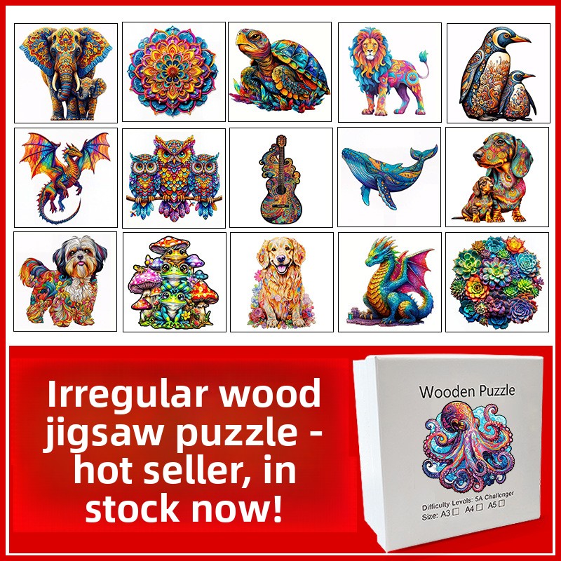 Custom Wooden Jigsaw Puzzle Irregular Shaped Animal 3D Puzzle Featuring Dogs Penguins Made Wood DIY Toy For Adult