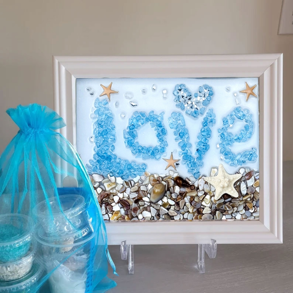 Hot Sale Shell Mosaic Glass Painting Kit Diy Handmade Arts and Crafts Decorative Frame Diy Resin Art Painting Kit Wooden Frame