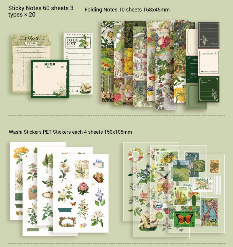 Flower DIY Journaling Supplies Vintage Botanical Scrapbook Kit Scrapbooking Materials for Girl Women Birthday Craft Gift