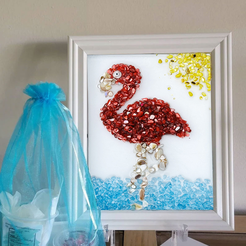 Hot Sale Shell Mosaic Glass Painting Kit Diy Handmade Arts and Crafts Decorative Frame Diy Resin Art Painting Kit Wooden Frame
