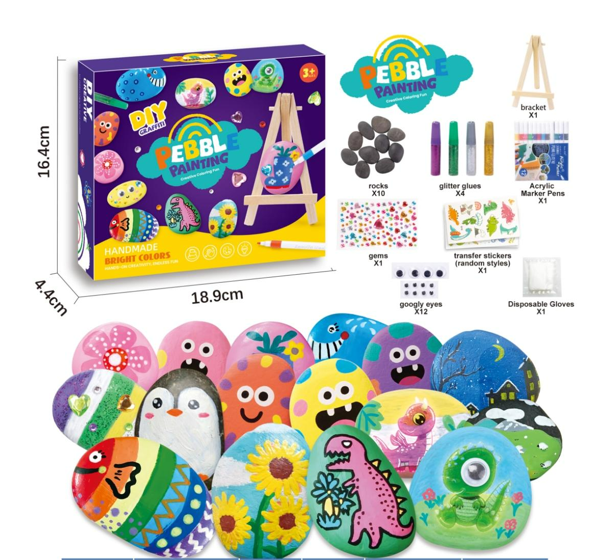 STEM Educational Toys Glow in the Dark Rock Painting DIY Box Craft Kit Drawing Toys Set for Ages 2-13 Unisex