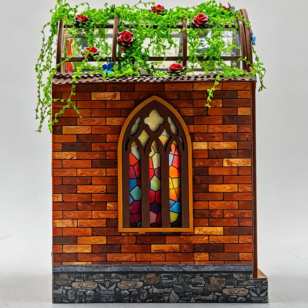 DIY Miniature House Kit Miniature Buildings Vintage Library Science Lab 3D Wooden Puzzle Toy Gift
