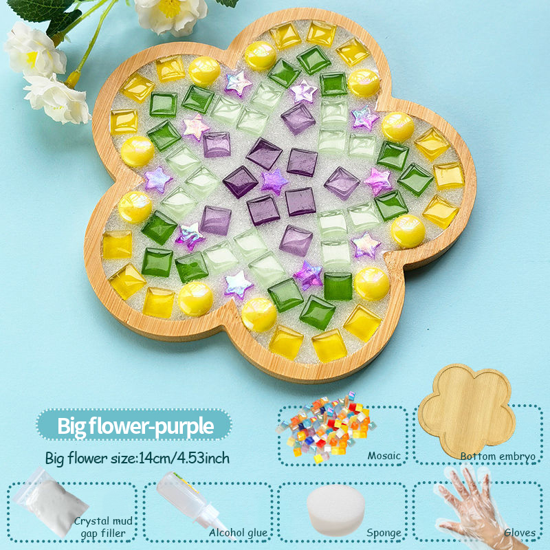 DIY Material Kit for Mosaic Coaster, Mother's Day / Home Gift, for Parent-Child Activity in Kindergarten Adults Handmade