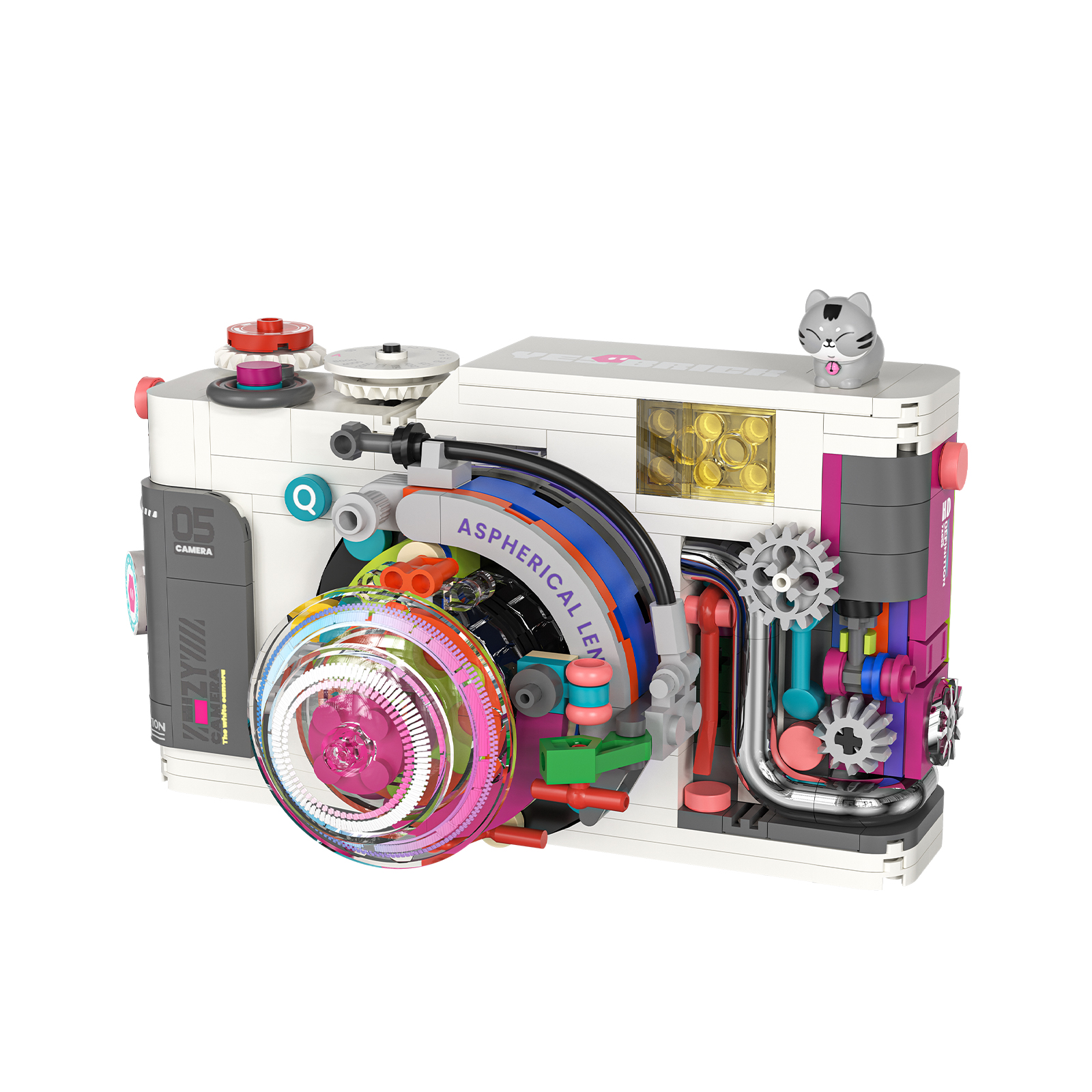 Retro Trend DIY Vintage Digital Camera Building Blocks Toy Model Small Plastic Particles Scale 1:36 Compatible Gift