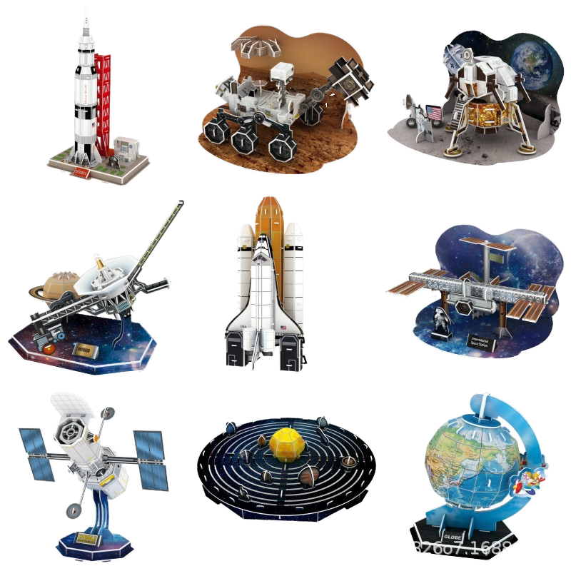 Children's DIY Educational 3D Puzzle Solar System Paper Toys with 51-100 Pieces for Kids Ages 14+ Space &amp; Spell
