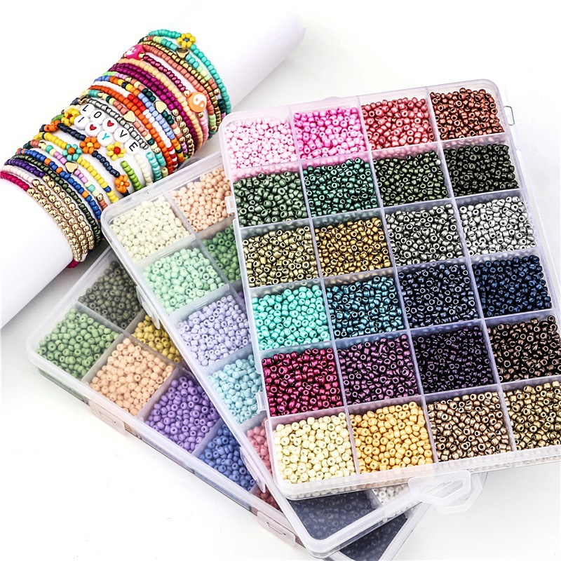 Beads Tool Set Kids 24 Girds Water Sticky Beads DIY Art Crafts Bead Kits for Jewelry Making