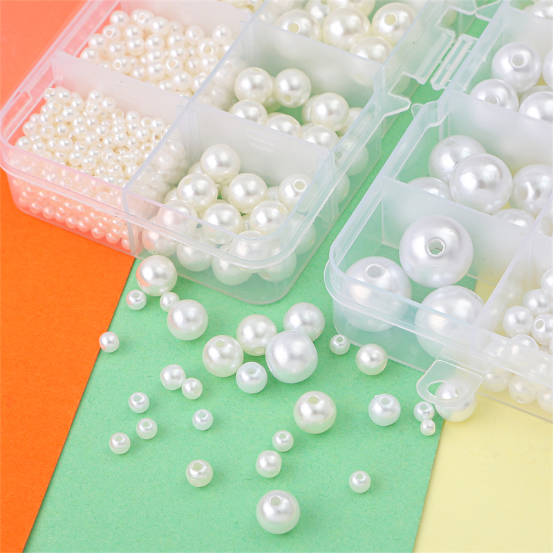 800Pcs Mix Size ABS Pearl Beads Set Craft Kit Set With Box for DIY Jewelry Necklace Bracelet Earring Making Kit