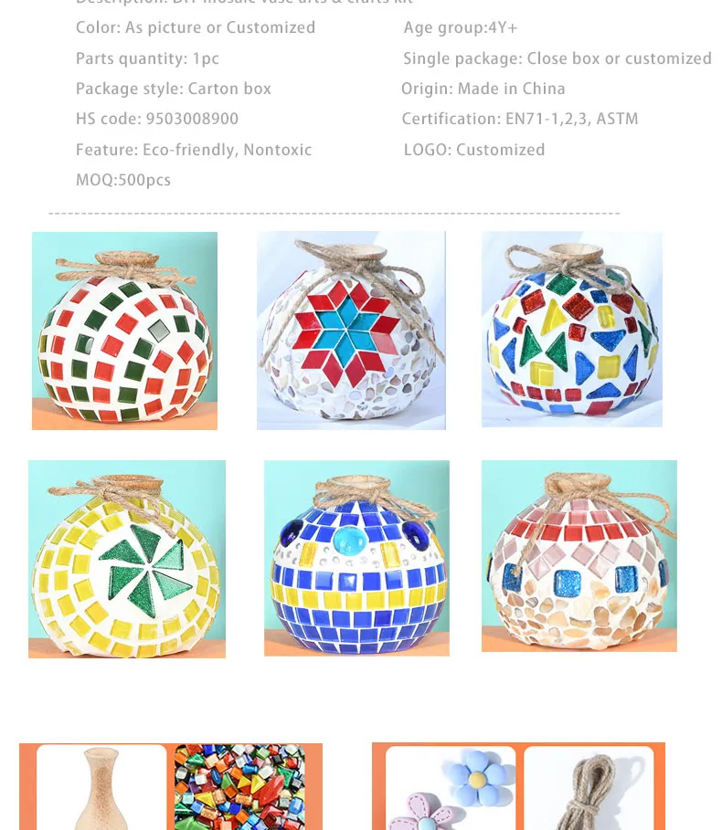 DIY Mosaic Vase Craft Kit Item 5