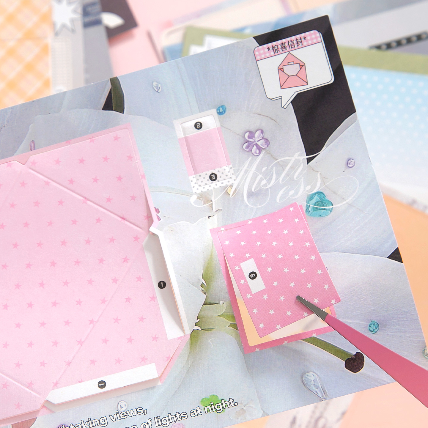 Simno M5 Mini Mechanism Craft Kit DIY Scrapbooking Material Pack, with Envelopes Stickers and Decorative Papers