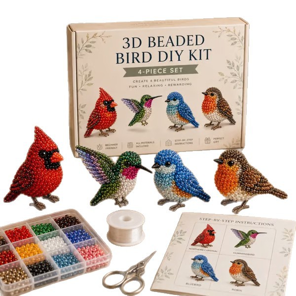 DIY 3D Animal Beads Craft Kit Handmade Educational Arts and Crafts Toy Creative Beading Set for Kids Gift