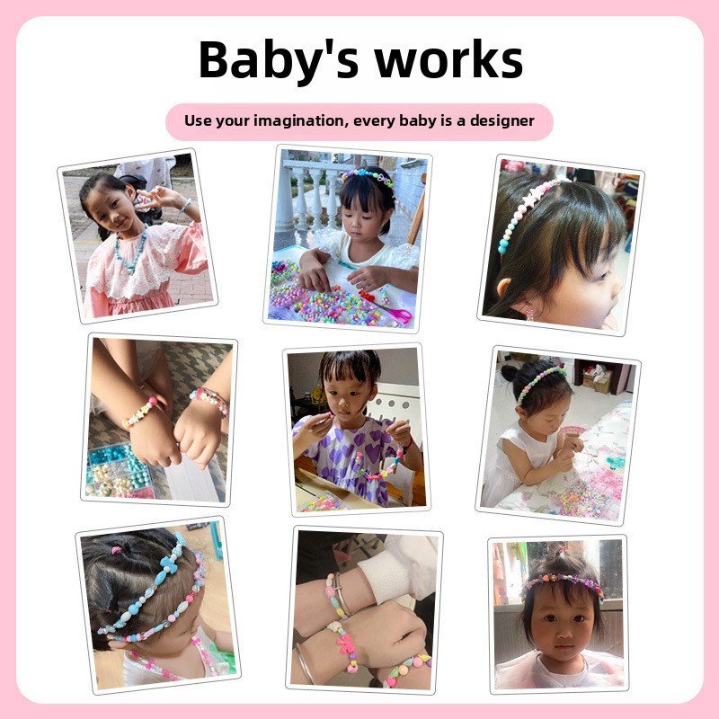 Handmade Beaded Children's Toy Creative Loose Spacer Beads DIY Crafts Making Bracelet Necklace Jewelry Kit for Girl Toy Gift