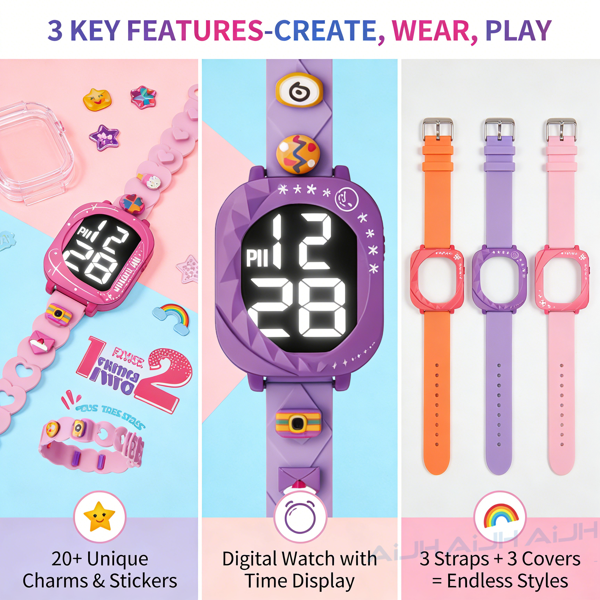 AiJH Creative Watch Craft Kit Fashion Watch DIY Set With Colorful Charms Adjustable Straps Activity Wholesale Jewelry Kids Toys