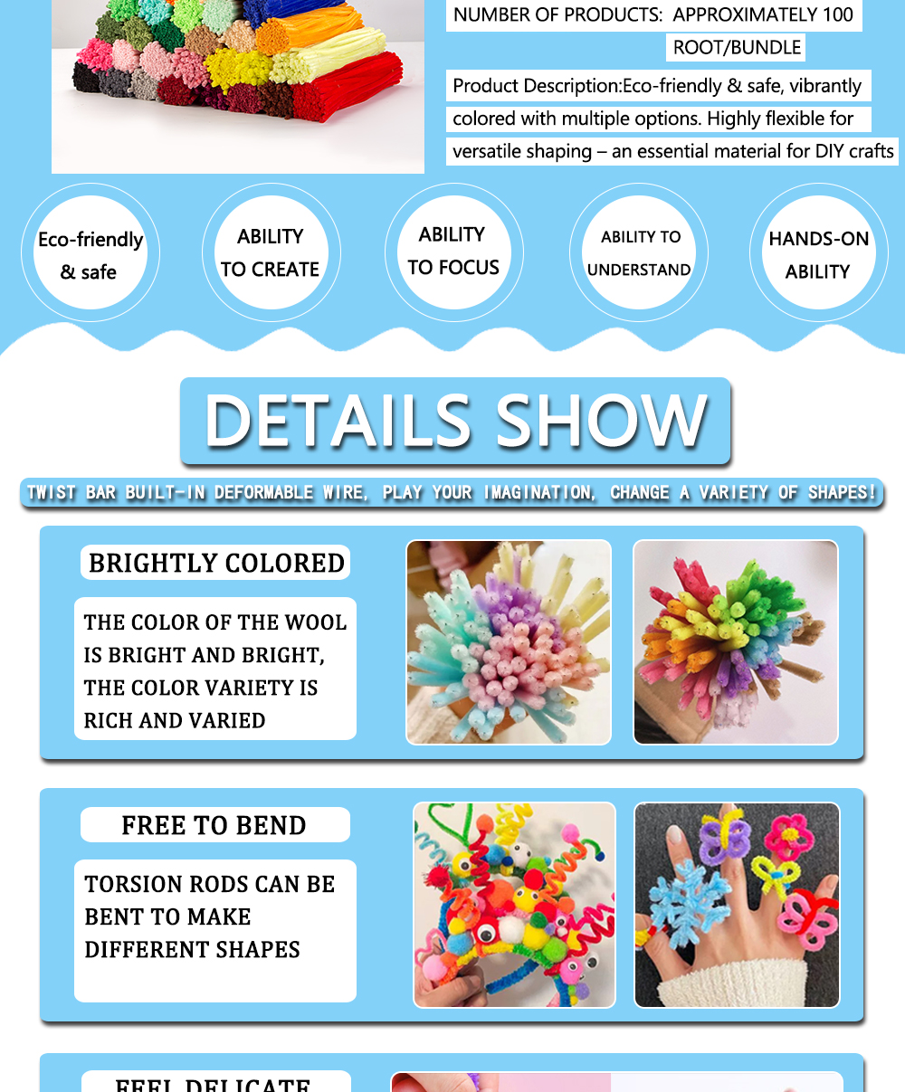 Multi-Color Chenille Stems Craft Supplies 2