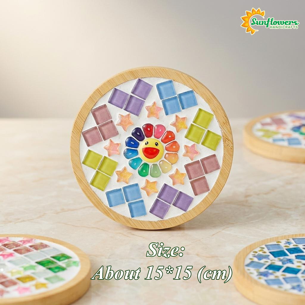 Premium DIY Mosaic Coaster Art Kit - Glass Tile Craft Material for Mindfulness &amp; Home Decor Arts and Crafts Supplies