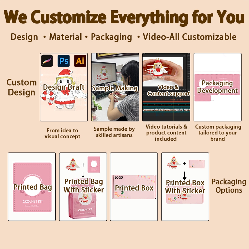 Customizable DIY Cute Sewing Floral Animal Embroidery Kit Hand-Knitted Home Decoration Crochet Kit for Beginners Souvenirs