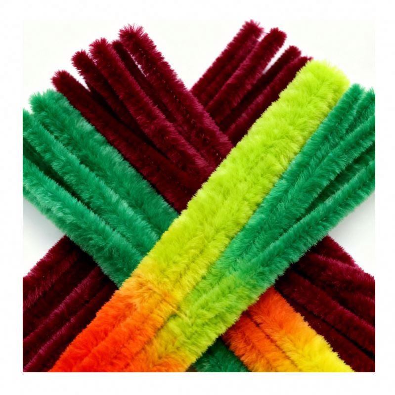 Custom Craft 8mm Chenille Plush Pipe Cleaner Creative Crafting Educational Hobby Activity DIY Flower Kit Customizable Color Size