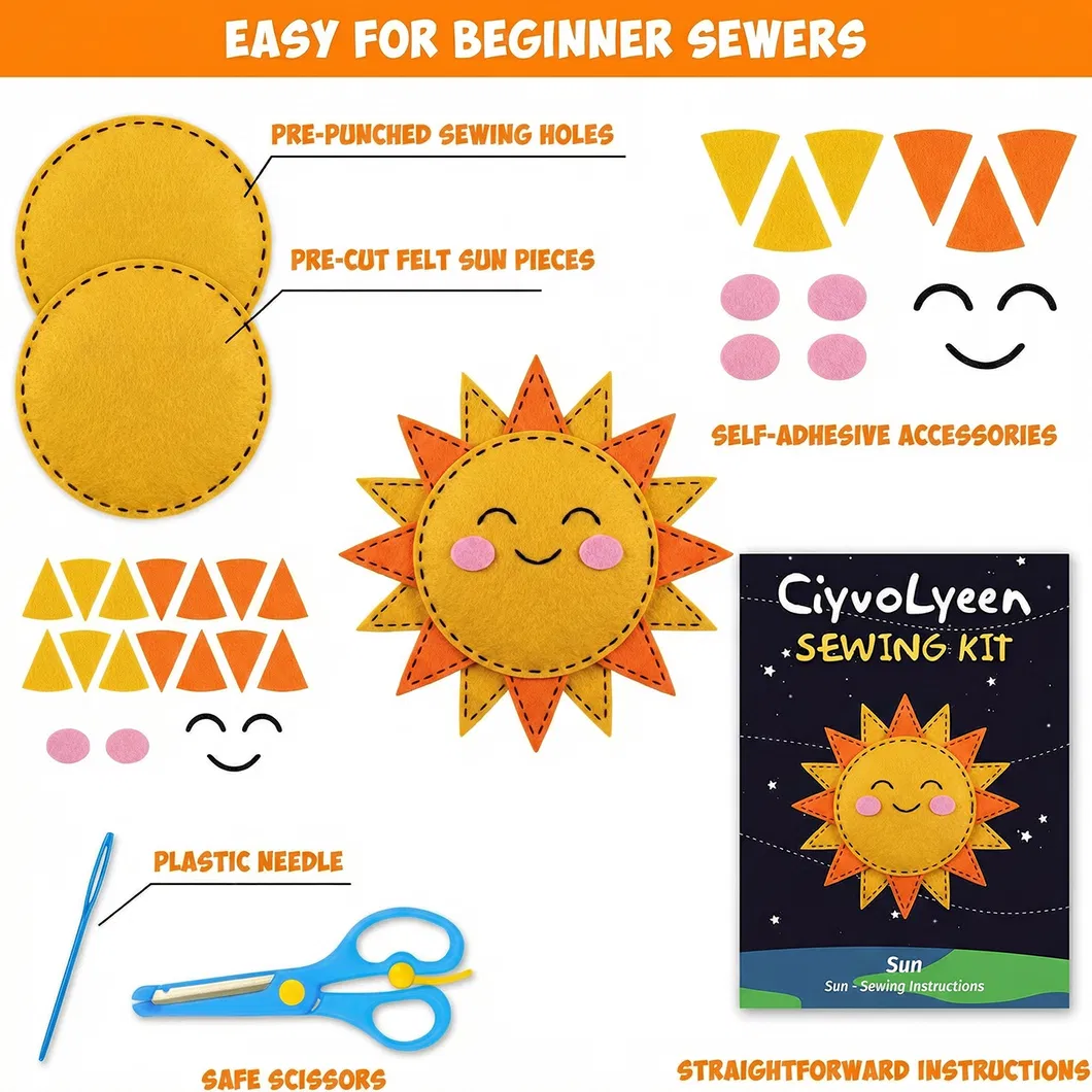 Kids DIY Solar System Sewing Kit Mini Portable Travel Craft Ages 7+