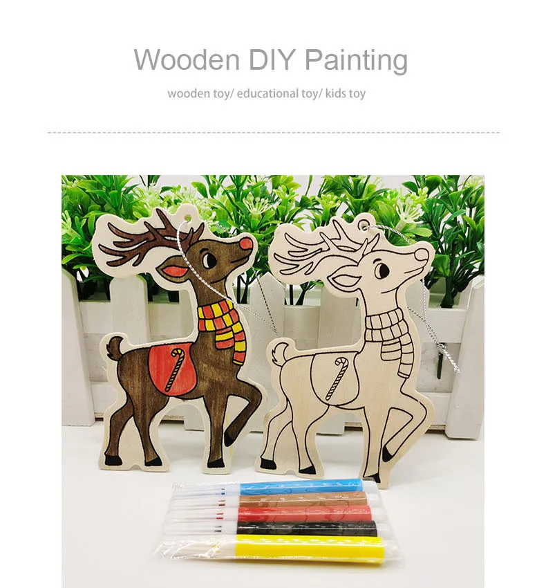 Rustic Wooden DIY Christmas Decoration Kit for Creative Painting