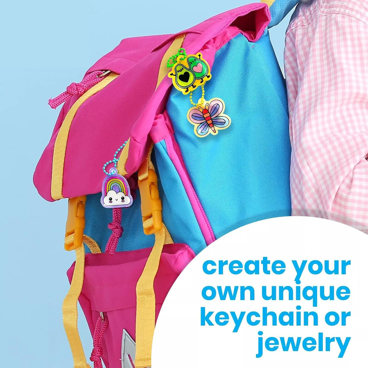 20 Plastic Pre Cut Charms and More, No Mess Creative Activity Jewelry Making Kit 28 PC DIY Shrinking Art Kit for Kids