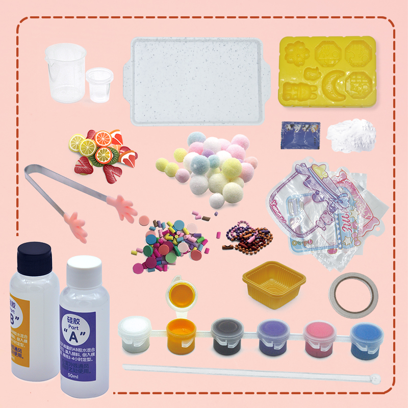 2025 New Squishy Silicone Slime Pinch Kit DIY Squeeze Toys Make Moon Cake and Rabbit 6 Types Gifts for Kids 6+