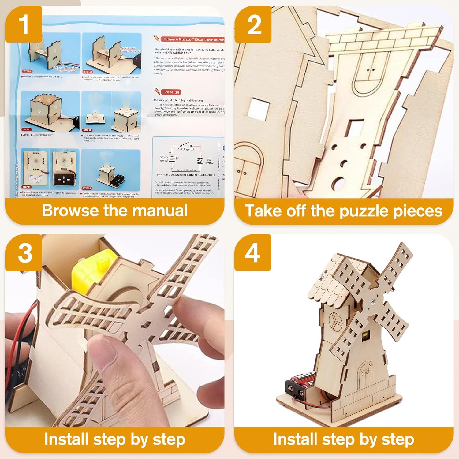 Science Kits for Kids 6PCS DIY Robot Construction Set STEM Experiment Kit 3D Wooden Toys for Boys Ages 8 to 14