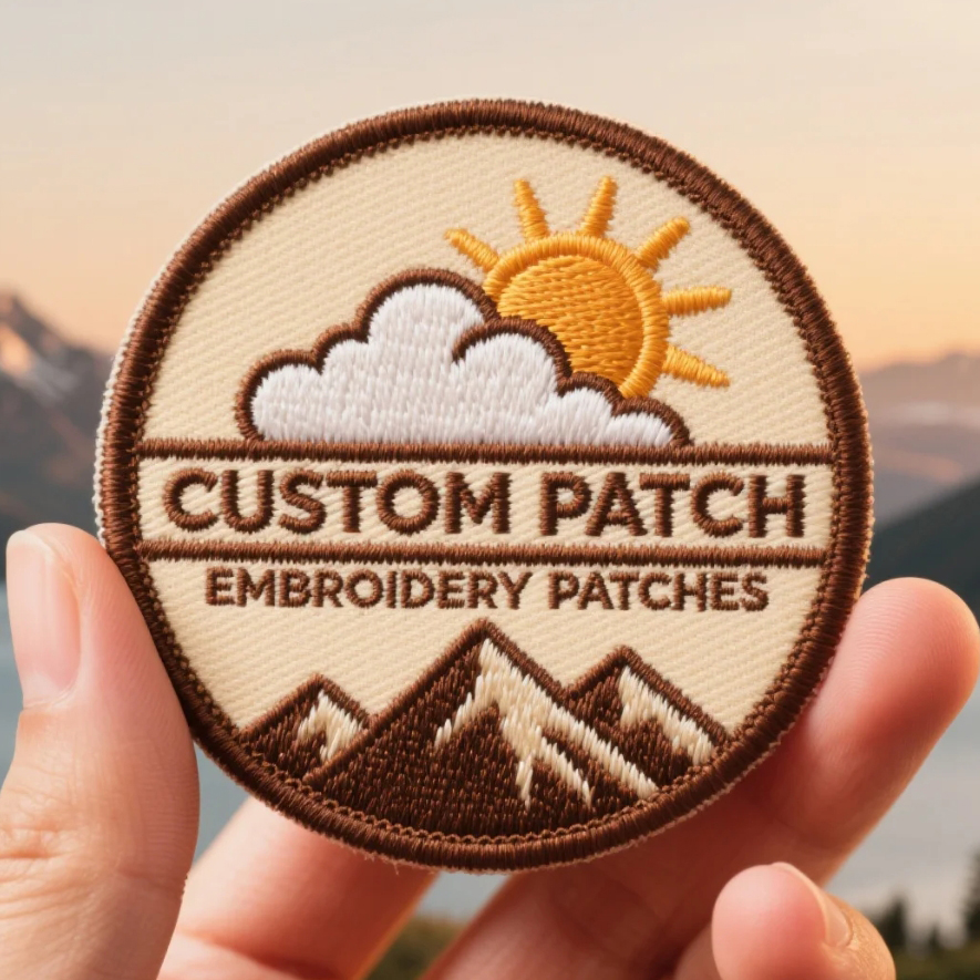 Customizable 3D Puff Logo Badges Heat Press Embroidered Patch Sew-on Iron-on Clothing Patches With Lace Decoration OEM Model