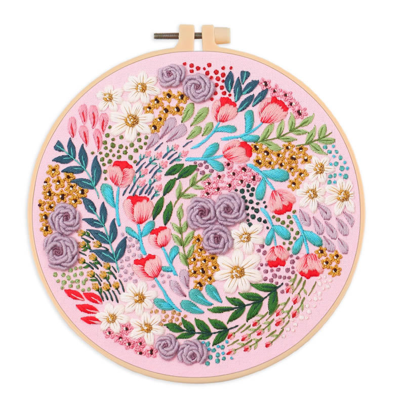 Floral Embroidery Kit Beginner,Beginner Embroidery Kit,Modern Embroidery Kit Cross Stitch Needlepoint DIY Craft Kit