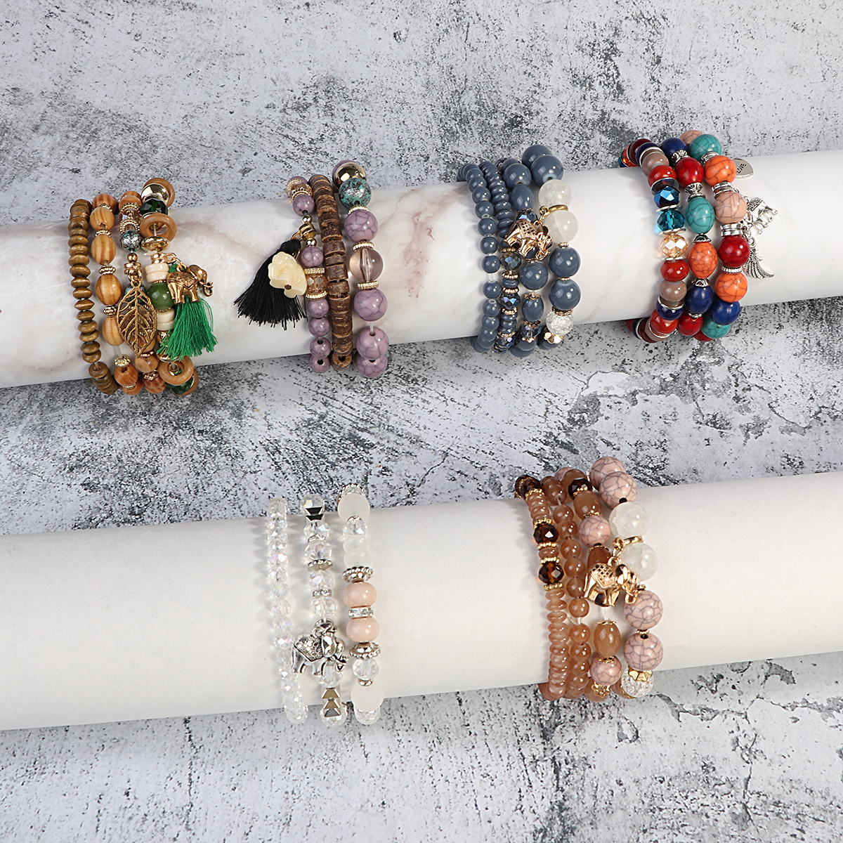 Fine Jewelry Bracelets &amp; Bangles Diy Making Kits Boho Elephant Custom Colorful Glass Beads Bracelet Set Couple Amour