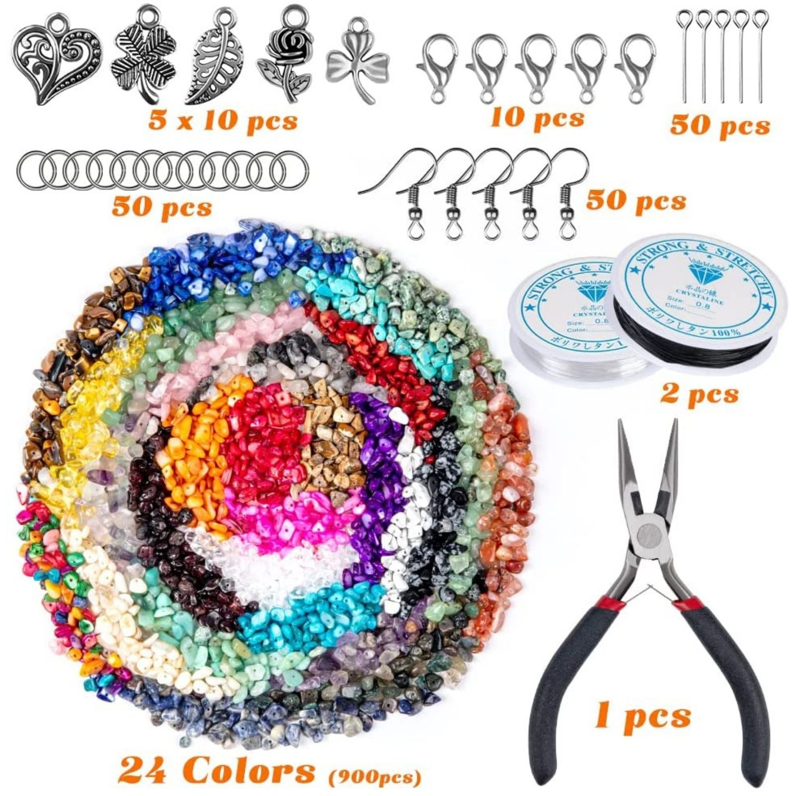 Hot Sale 24-Grid Natural Irregular Crushed Stone Beads Box Set DIY Jewelry Making Kit for Handmade Crafts
