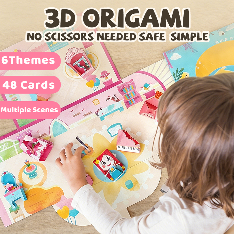 3D Paper Model Kits for Kid, DIY Origami Kit for Kids Ages 8-12, 6 Themed Sets with 8 Pre-Cut &amp; Easy-to-Assemble Models Each