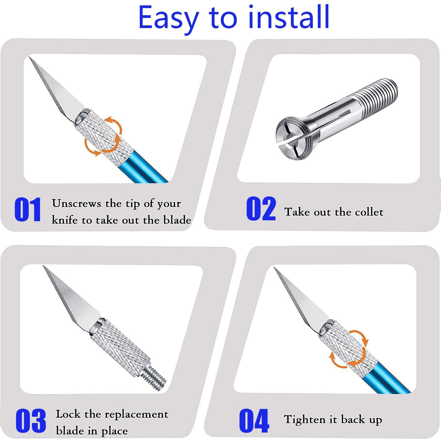 Craft Knife Kit with 5 Pieces Stainless Steel Blades for Cutting Carving Scrapbooking