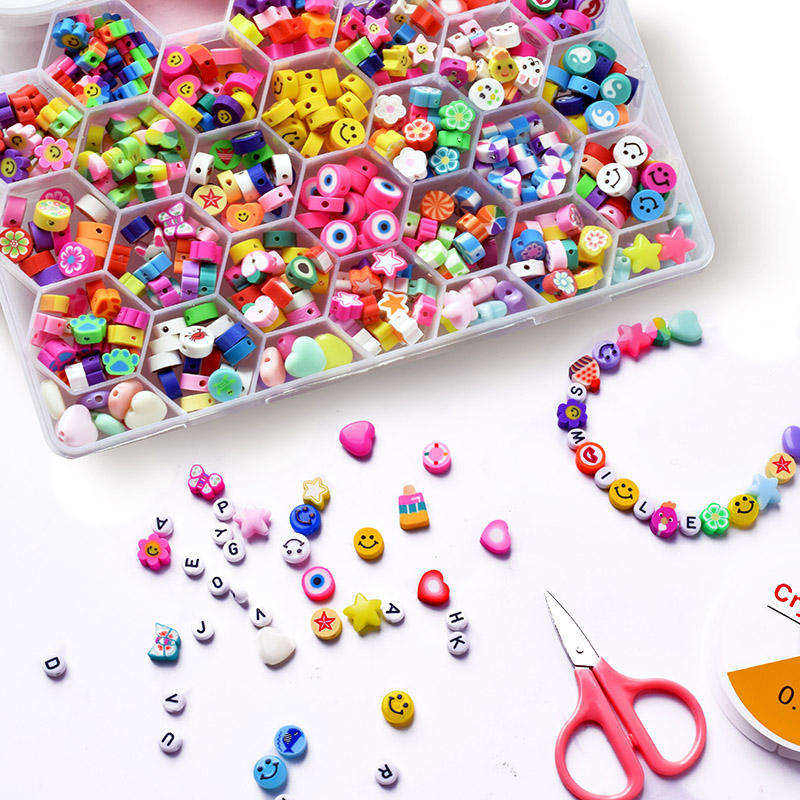 Different Styles Beads 480PCS 10mm Polymer Clay Beads Kit for Jewelry Making Bracelets