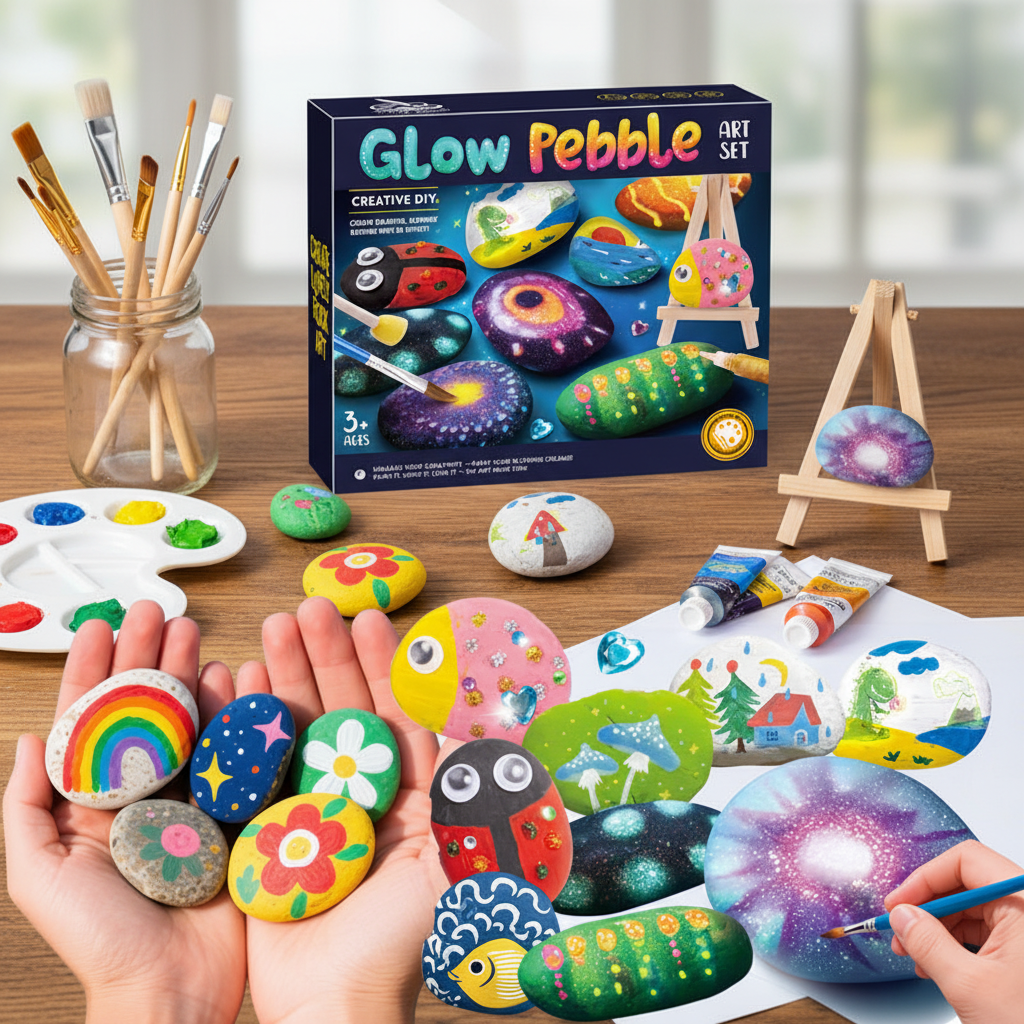 Educational DIY Plastic Rock Painting Kit Arts &amp; Crafts STEM Glow in the Dark for Boys Girls Gift