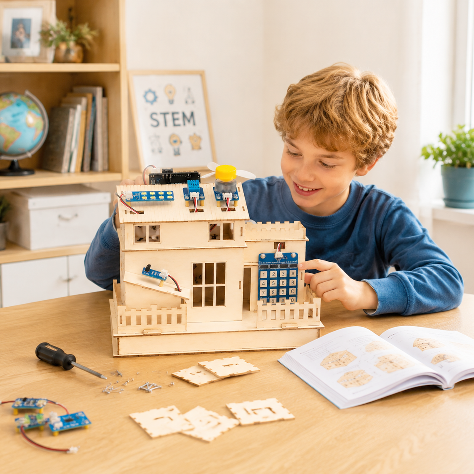 Zetok Smart House Electronic Kit Blocks Model Building Toys DIY Smart House Electronic Component DIY Projects STEM Age 8+