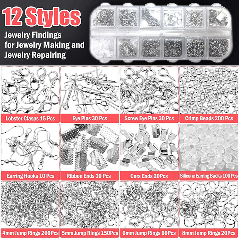 Jewelry Making Kit With Jewelry Tools Earplugs Ear Hook Material Package and Findings for Jewelry Repair and Beading