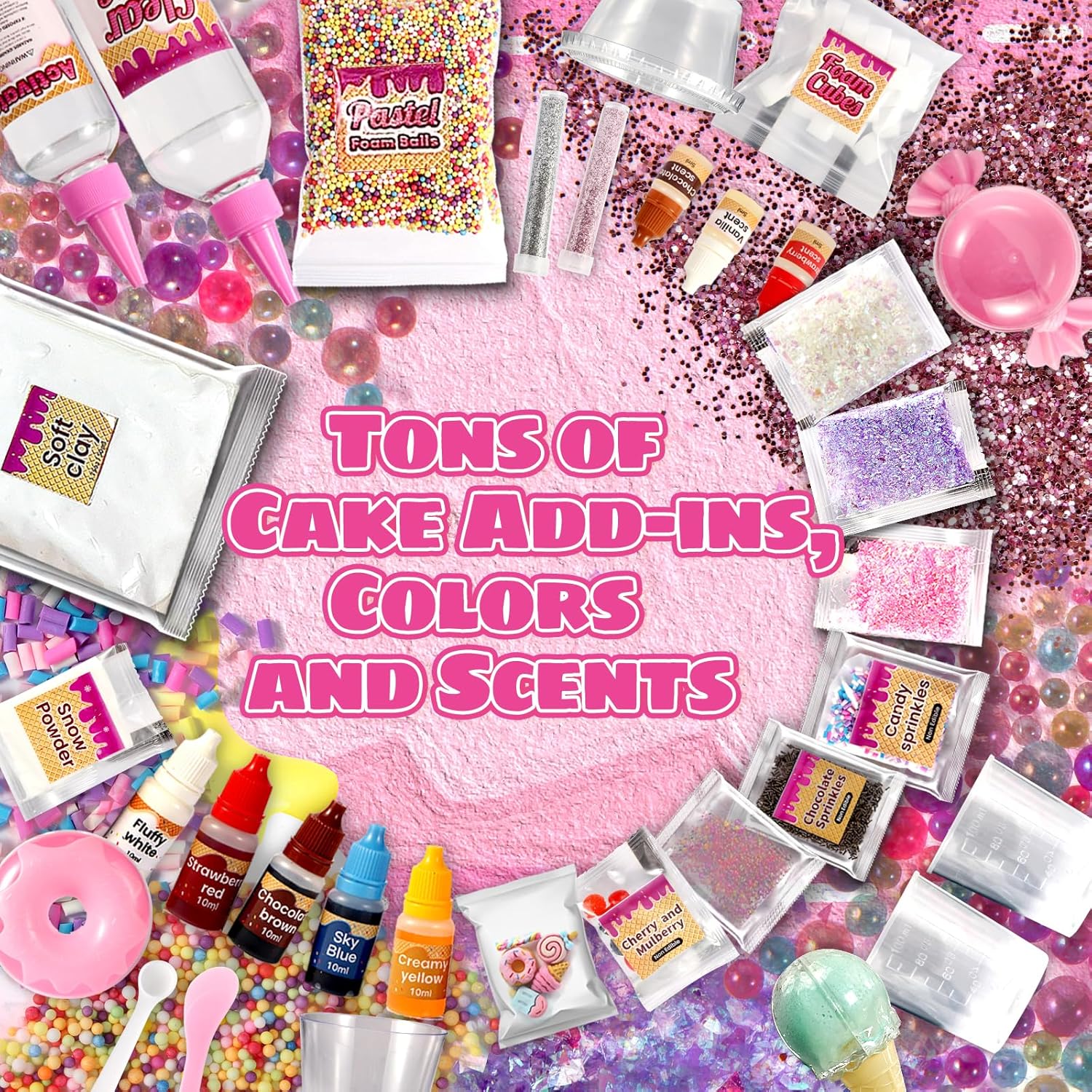 Amazing DIY Ice Cream Slime Kit 12 Color Playdough for 8-13 Year Old Girls Birthday Gift Idea